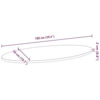 Tafelblad 100x50x2 cm ovaal massief eikenhout donkerbruin - thumbnail