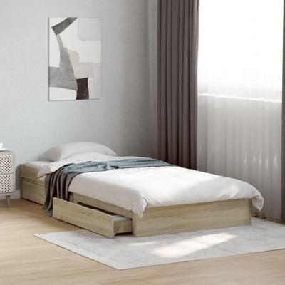 Bedframe met lades bewerkt hout sonoma eikenkleurig 90x200 cm - thumbnail