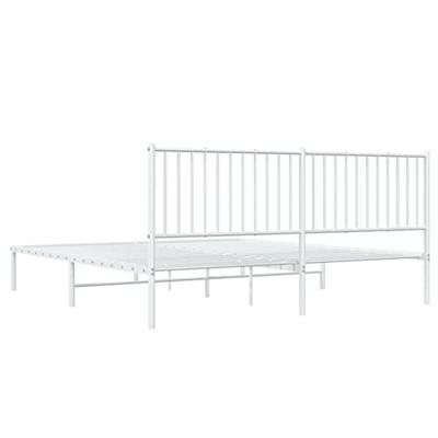 Bedframe met hoofdbord metaal wit 183x213 cm