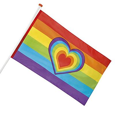 Vlag Regenboog Hart 90x150cm