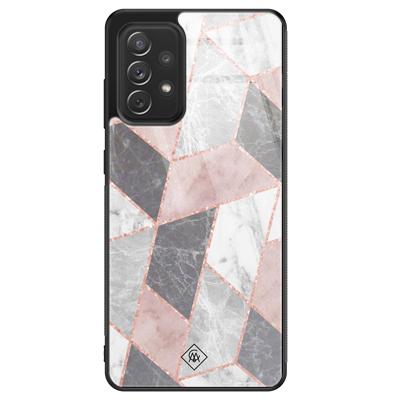 Samsung Galaxy A52 glazen hardcase - Stone grid