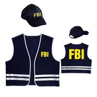 Zwarte FBI cap met vest volwassen - thumbnail