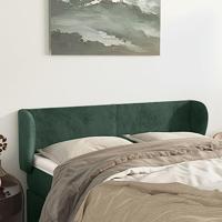 Hoofdbord met randen 147x23x78/88 cm fluweel donkergroen - thumbnail