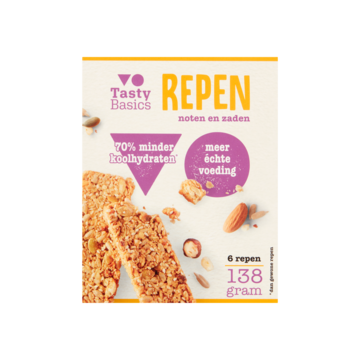 TastyBasics Crunchy less carb repen noten & zaden 138 Gram