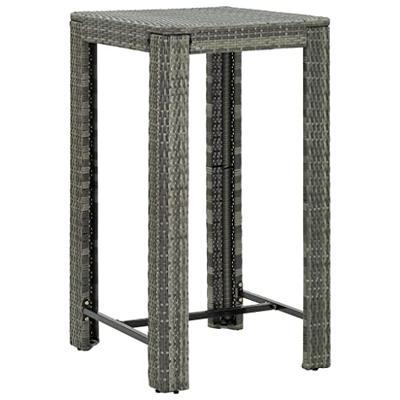 vidaXL Tuinbartafel 60,5x60,5x110,5 cm poly rattan grijs