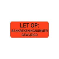 Etiket fluor rood 38x15mm Bankrekening - thumbnail
