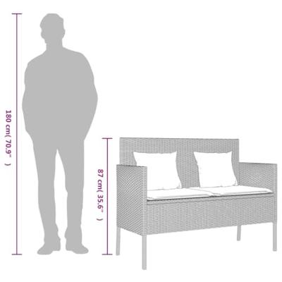Tuinbank met kussens poly rattan lichtgrijs Tuinbank met kussens poly rattan lichtgrijs