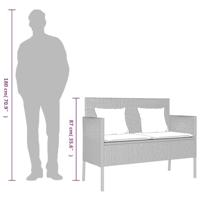 Tuinbank met kussens poly rattan lichtgrijs - thumbnail