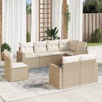 8-delige Loungeset met kussens poly rattan beige - thumbnail