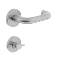 Deurkruk Rond op rond rozet met WC8mm RVS - thumbnail