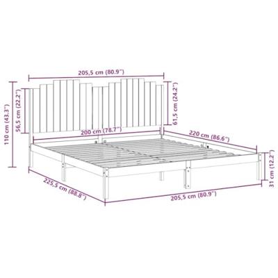 Bedframe extra lang zonder matras massief hout 200x220 cm