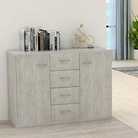 Dressoir 88x30x65 cm bewerkt hout betongrijs - thumbnail