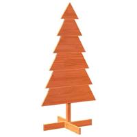 Kerstdecoratie kerstboom 120 cm massief grenenhout wasbruin - thumbnail