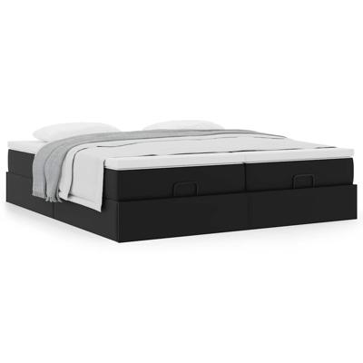 Ottoman bed met matrassen 180x200cm kunstleer zwart