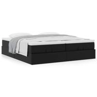 Ottoman bed met matrassen 180x200cm kunstleer zwart - thumbnail