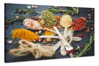 Schilderij - Kruiden en Specerijen op lepels, Premium Print, Wanddecoratie - thumbnail