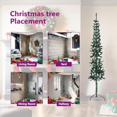 VidaXL Kunstkerstboom half met standaard smal 240 cm groen VidaXL Kunstkerstboom half met standaard smal 240 cm groen