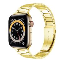 By Qubix - Stalen schakelband - Goud - Compatible met Apple watch 38mm / 40mm / 41mm / 42mm - Compatible Apple watch bandjes - thumbnail