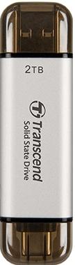 Transcend ESD310S 2 TB Externe SSD harde schijf USB-A 3.2 Gen 2, USB-C Zilver TS2TESD310S