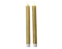 LED Dinerkaarsenset wax goud H24,5cm - thumbnail