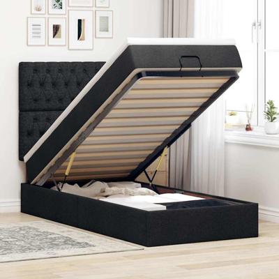 Ottoman bed met matras en LED's 90x200cm stof zwart