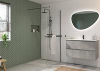 Saqu Modulo inloopdouche incl. antikalk 100x210cm met handdoekhouder mat zwart - thumbnail