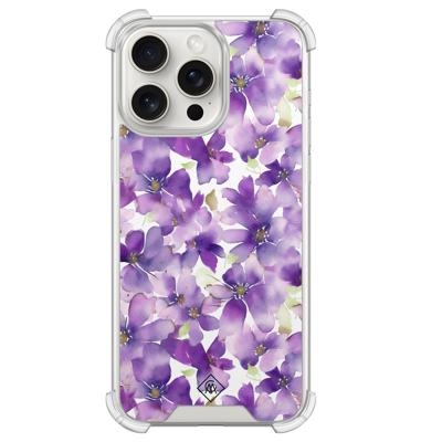 iPhone 15 Pro Max shockproof hoesje - Floral violet iPhone 15 Pro Max shockproof hoesje - Floral violet