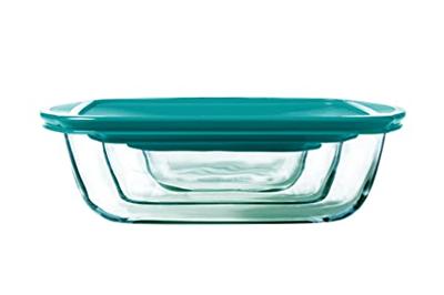 Set van 3 schalen met deksel - PYREX - Cook & Store - Glas - Rechthoekig - 0,4/1,1/2,5 L