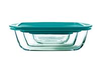 Set van 3 schalen met deksel - PYREX - Cook & Store - Glas - Rechthoekig - 0,4/1,1/2,5 L - thumbnail