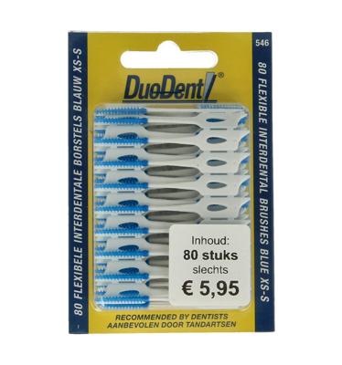 Duodent Flexibele interdentale borstels xs-s blauw 80 Stuks