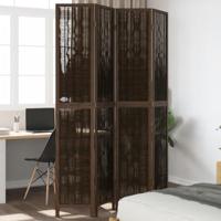Kamerscherm met 4 panelen massief paulowniahout donkerbruin - thumbnail