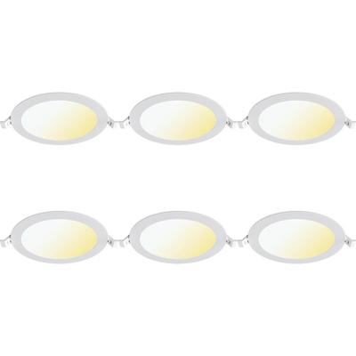 LED Downlight Inbouwspot Dimbaar 6 Stuks - Brinton Thin - 12W 1120lm 120° Bundelhoek - Aanpasbare Lichtkleur 3000K-4000K-6500K - IP40 - Rond - Wit - Ø170mm Buitenmaat - Ø150mm Zaagmaat