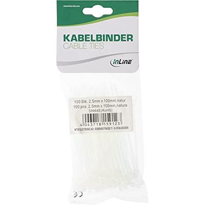 Inline-kabelbinder, lengte 100 mm, breedte 2,5 mm, natuur, 100 stuks