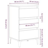 Nachtkastje met lade artisanaal eikenkleurig 40 x 35 x 70 cm - thumbnail