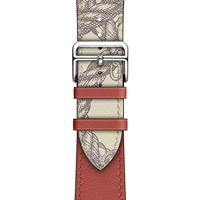 Leren bandje met print - Rood - Geschikt voor Apple Watch 38mm / 40mm / 41mm / 42mm - thumbnail