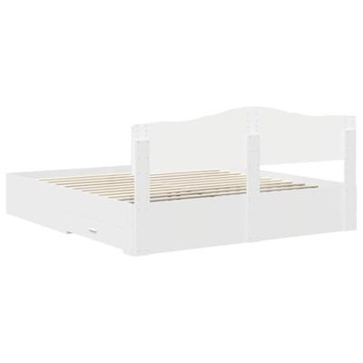 Bedframe met hoofdeinde met lade Wit 200 x 200 cm Bewerkt hout