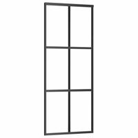 Schuifdeur met beslagset 76x205 cm ESG glas zwart - thumbnail