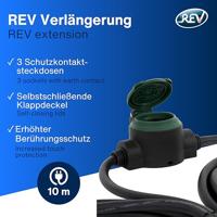 REV 0017103512 Stroom Verlengkabel 16 A Zwart, Groen 10 m H07RN-F 3G 1,5 mm² - thumbnail