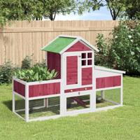 VidaXL Konijnenhok 170x63x113 cm massief grenenhout rood - thumbnail