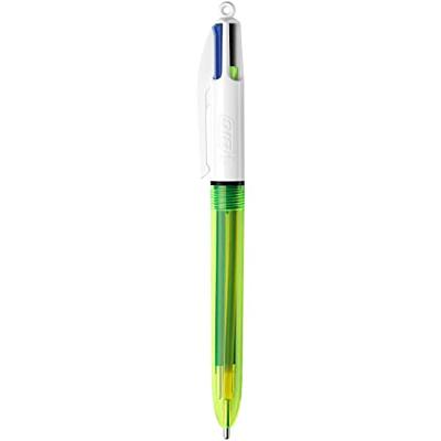 Balpen Bic 4kleuren medium fluor geel | 12 stuks