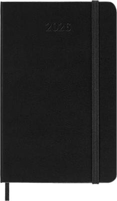 Moleskine 12 Monate Wochenkalender 2026, Pocket/A6, 1 Wo = 2 Seiten, horizontal, fester Einband, Schwarz