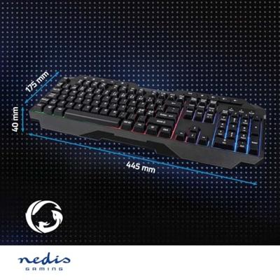 Nedis Bedraad Gaming Toetsenbord | USB Type-A | Membrane Toetsen | LED | QWERTY | US Internationaal | USB Gevoed | Lengte stroomkabel: 1.30 m |