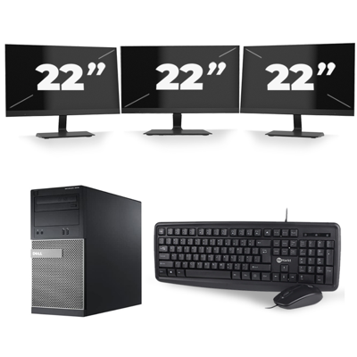 Dell Optiplex 3010 Micro Tower - Intel Core i5-3e Generatie - 8GB RAM - 256GB SSD - Windows 10 + 3x 22 inch Monitor