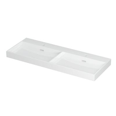 INK Urban Wastafel Porselein Dubbel met 2 Kraangaten - 1200x450x80 mm - Glans Wit