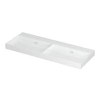 INK Urban Wastafel Porselein Dubbel met 2 Kraangaten - 1200x450x80 mm - Glans Wit - thumbnail