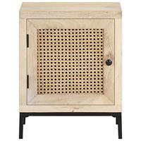 Nachtkastje 40x30x50 cm massief mangohout en natuurlijk riet - thumbnail