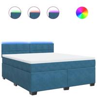 Boxspring met matras fluweel blauw 180x200 cm - thumbnail