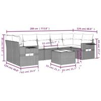 8-delige Loungeset met kussens poly rattan bruin - thumbnail