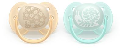 Set van 2 PHILIPS AVENT ultra soft lolly 6-18 maanden forest friends groen, bedrukt
