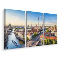 Schilderij - de rivier Spree en zicht op Berlijn, 3 luik, premium print - thumbnail
